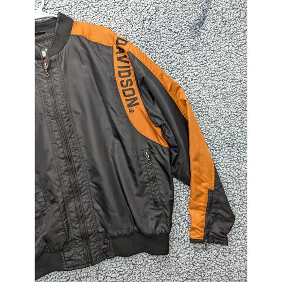 Harley Davidson Riding Jacket Mens LG Windbreaker Reflective Mesh Lined Orange - Picture 5 of 16